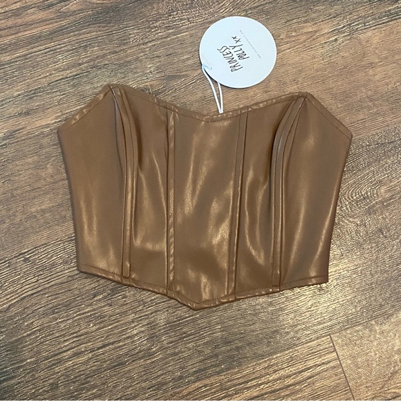 Princess Polly Tops - Princess Polly Jessica Pu Bustier Brown